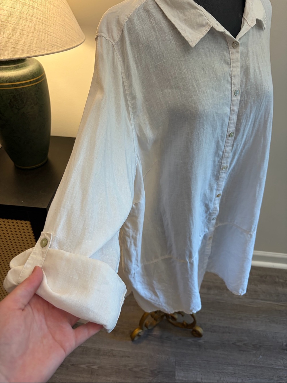 Tahari Coastal Old Money 100% Linen White Shirt Dress Tunic Size 2X Beach - Picture 7 of 15